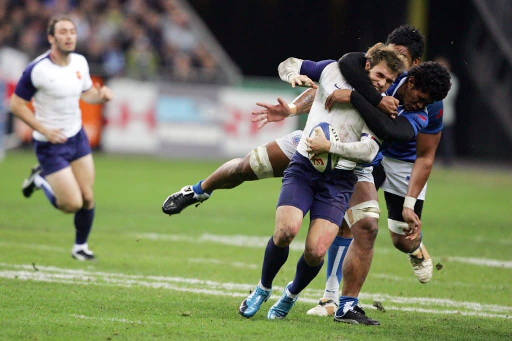 Vincent Clerc victime d'une cravate face aux Samoa le 21 novembre 2009