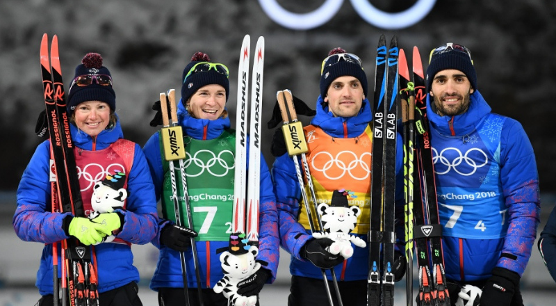 Le relais mixte (biathlon) champion olympique à Pyeongchang – AFP