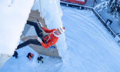 Escalade de cascade sur glace - Louna Ladevant sur le toit de l'Europe