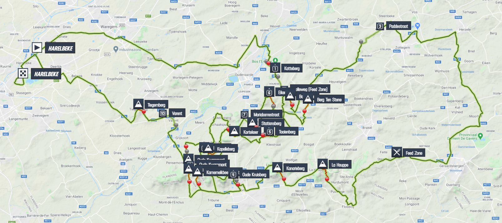 Carte du parcours de l'E3 Saxo Bank Classic 2021