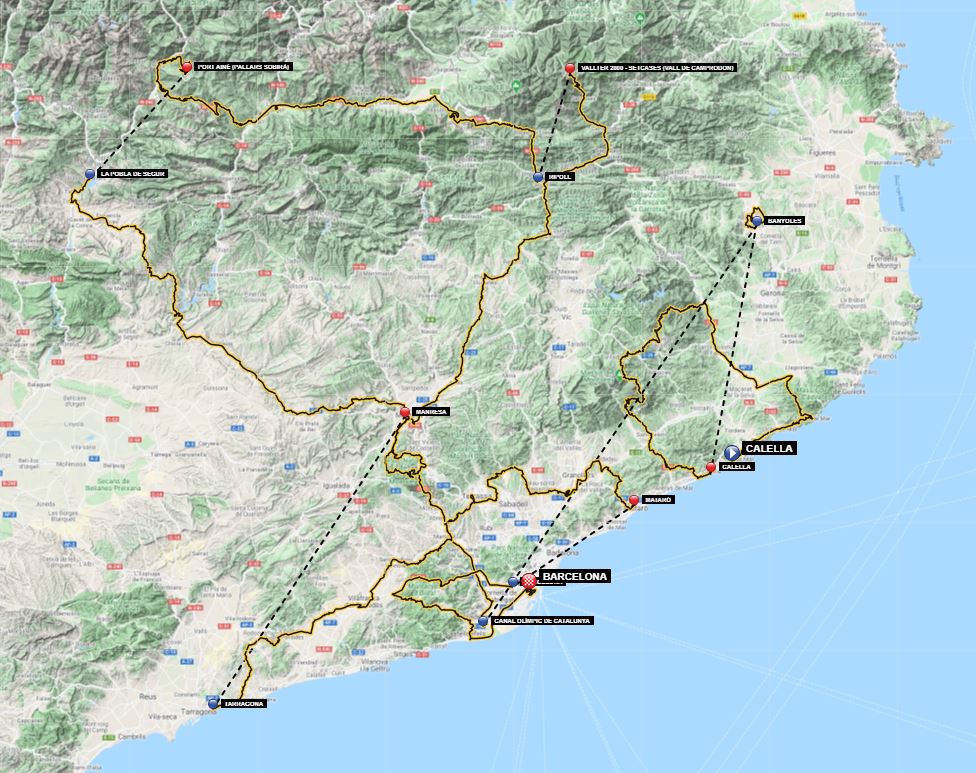 Carte du parcours du Tour de Catalogne 2021