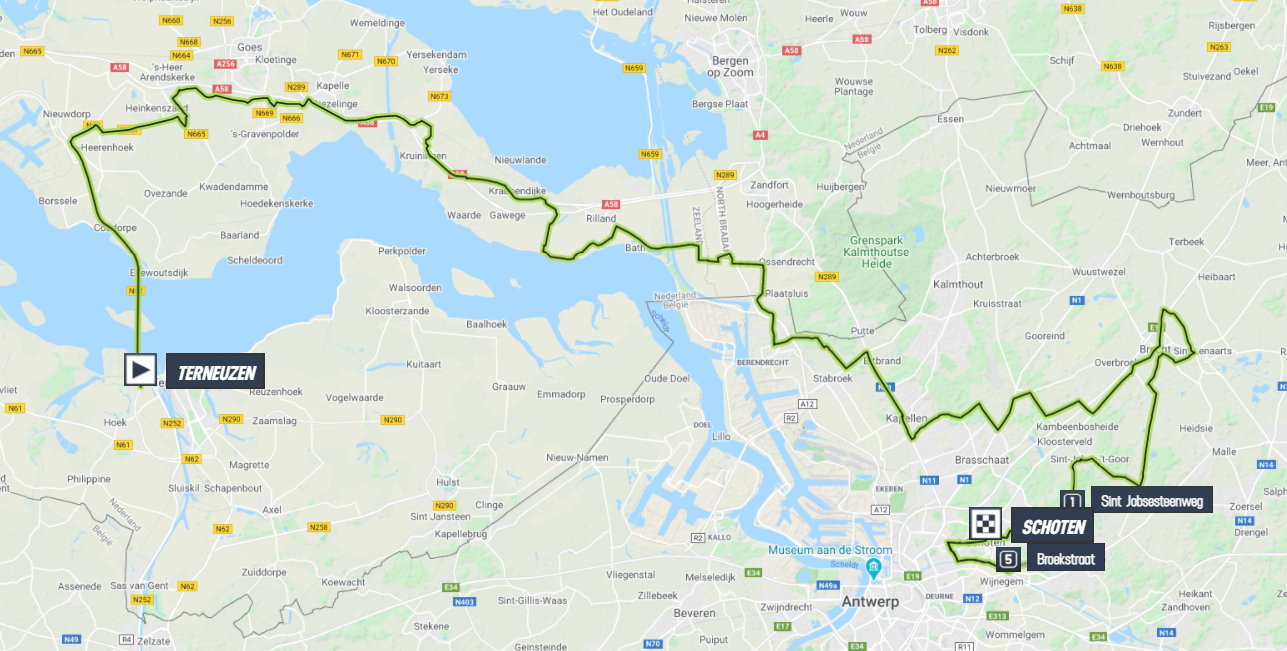 Carte du parcours du Grand Prix de l'Escaut 2021