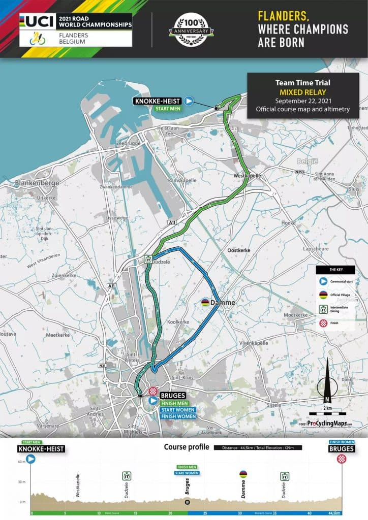 Championnats du monde de cyclisme Profil et parcours du relais mixte