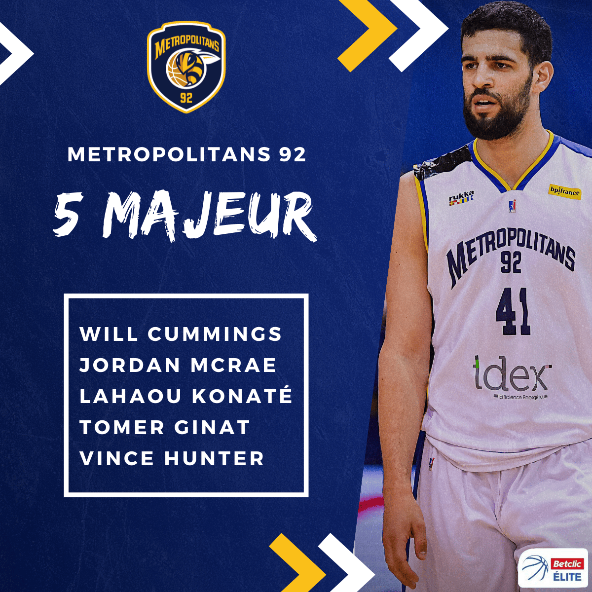 Preview Betclic Élite - 5 majeur probable des Metropolitans