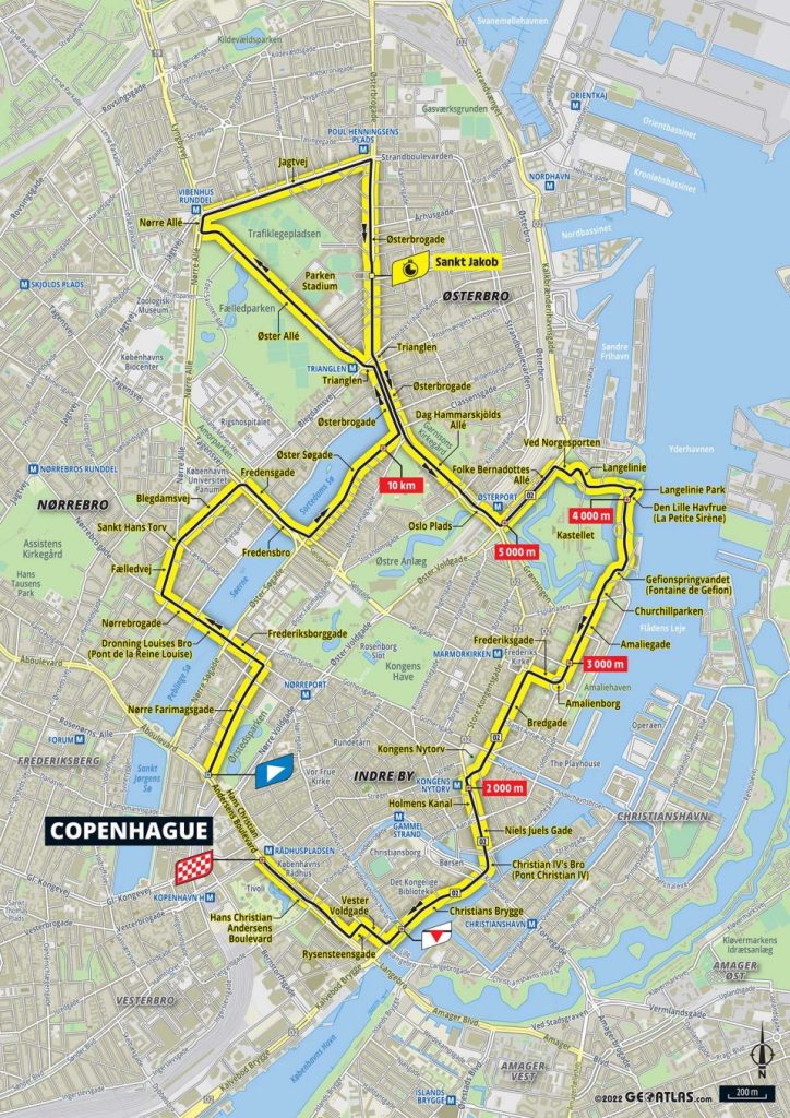 La carte du parcours de la 1ère étape du Tour de France 2022