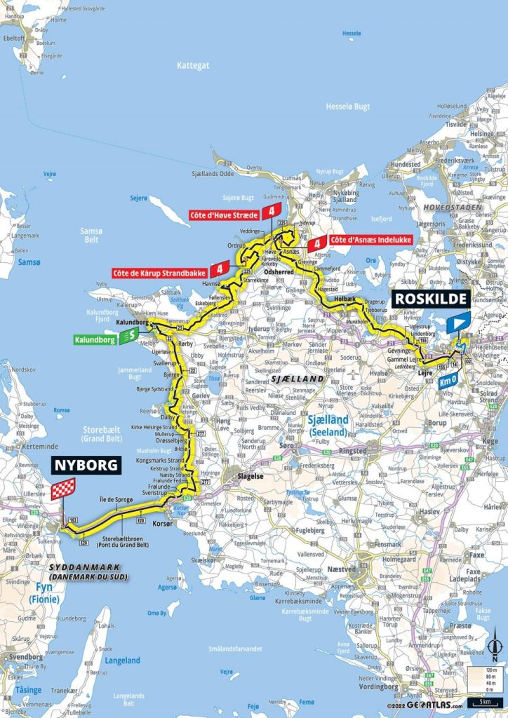 Carte du parcours de la 2ème étape du Tour de France 2022