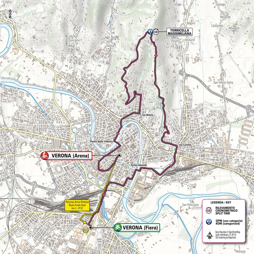La carte du parcours de la 21ème étape du Tour d'Italie 2022