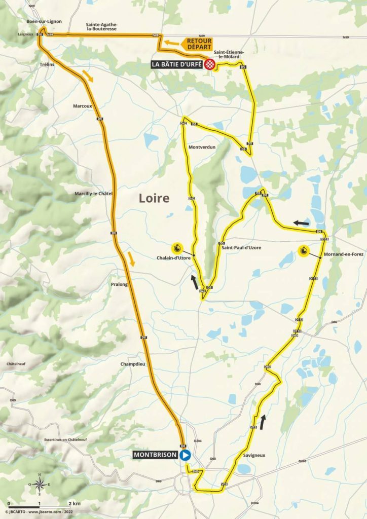 La carte du parcours de la 4ème étape du Critérium du Dauphiné 2022