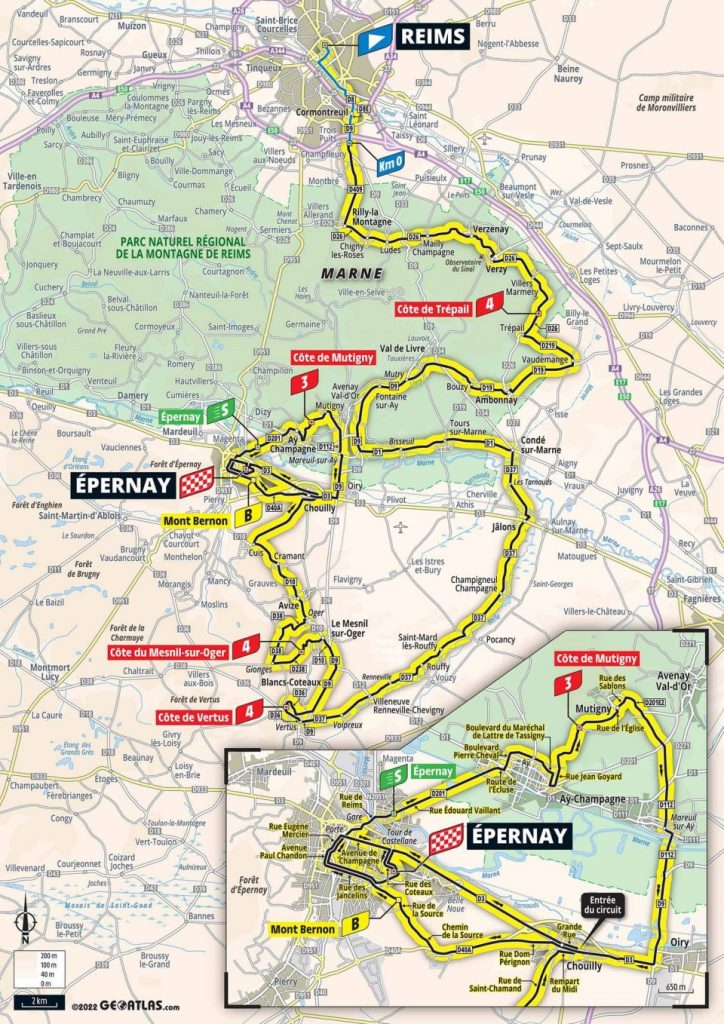 La carte du parcours de la 3ème étape du Tour de France Femmes 2022