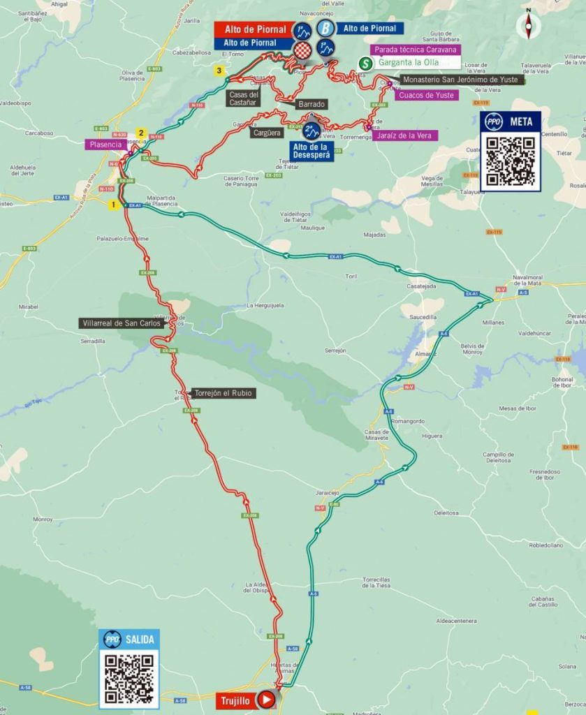 Carte du parcours de la 18ème étape du Tour d'Espagne 2022