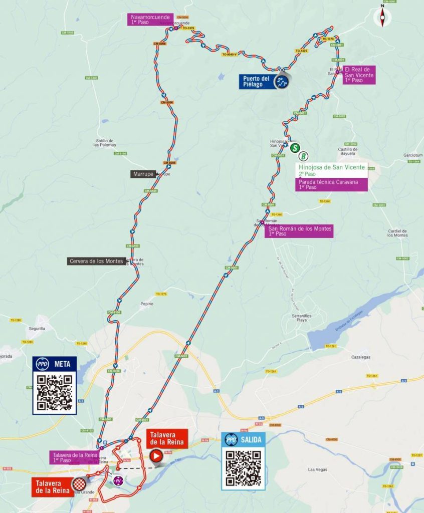 Carte du parcours de la 19ème étape du Tour d'Espagne 2022