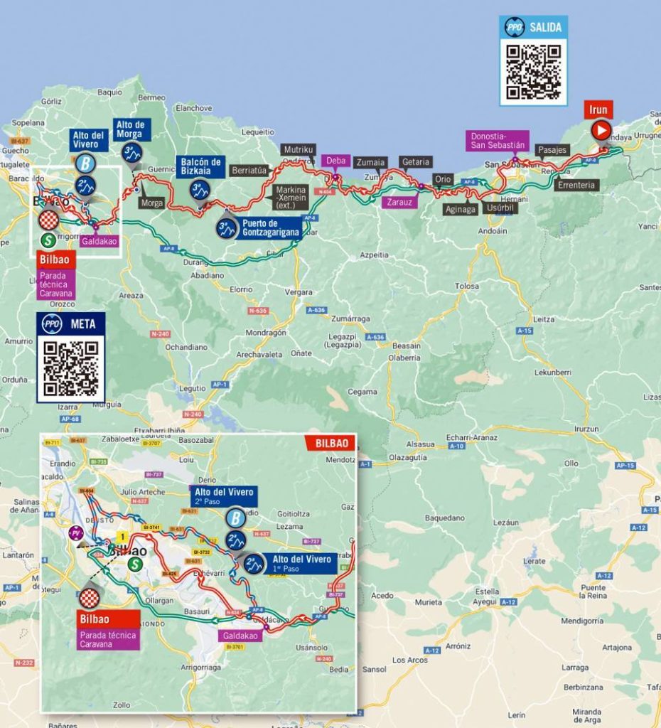 Carte du parcours de la 5ème étape du Tour d'Espagne 2022