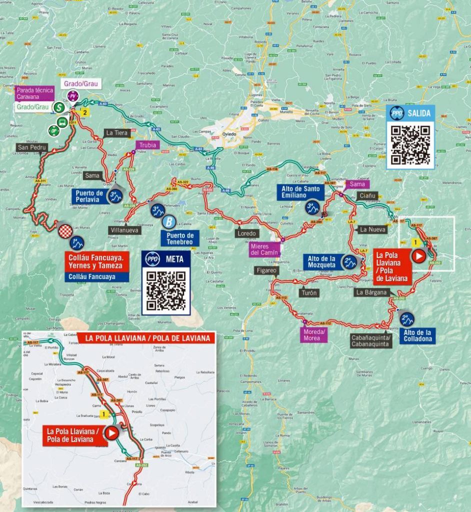 Carte du parcours de la 8ème étape du Tour d'Espagne 2022