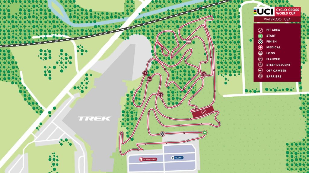 La carte du parcours de la Coupe du monde de cyclo-cross à Warterloo