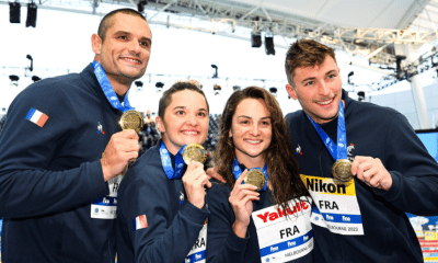 Natation Les Bleus en or sur 4 x 50 mètres nage libre mixte, avec le record du monde !