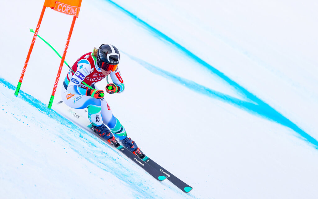 Ilka Stuhec en piste sur la descente de Cortina d'Ampezzo
