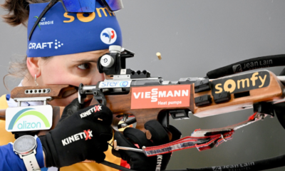 Mass start femmes Ruhpolding Julia Simon en patronne devant Lisa Vittozzi et Anaïs Chevalier-Bouchet