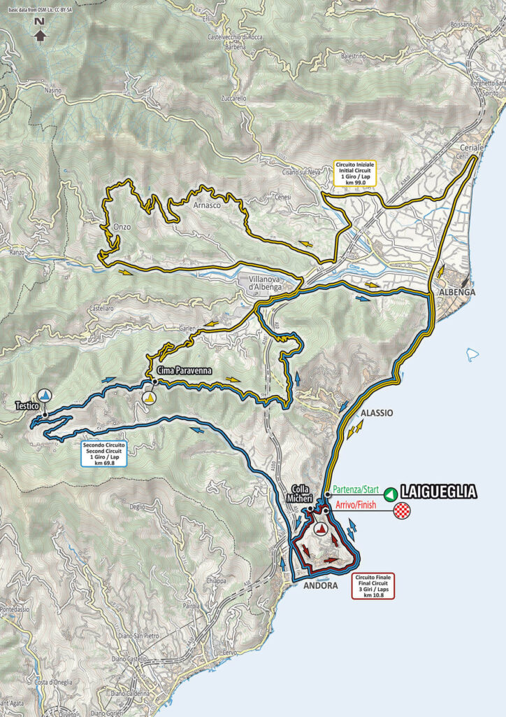 Carte du parcours du Trofeo Laigueglia 2023