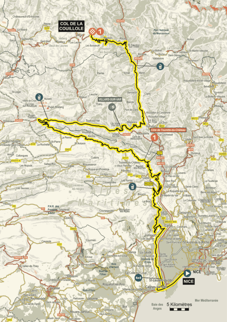 Carte du parcours de la 7ème étape de Paris-Nice 2023