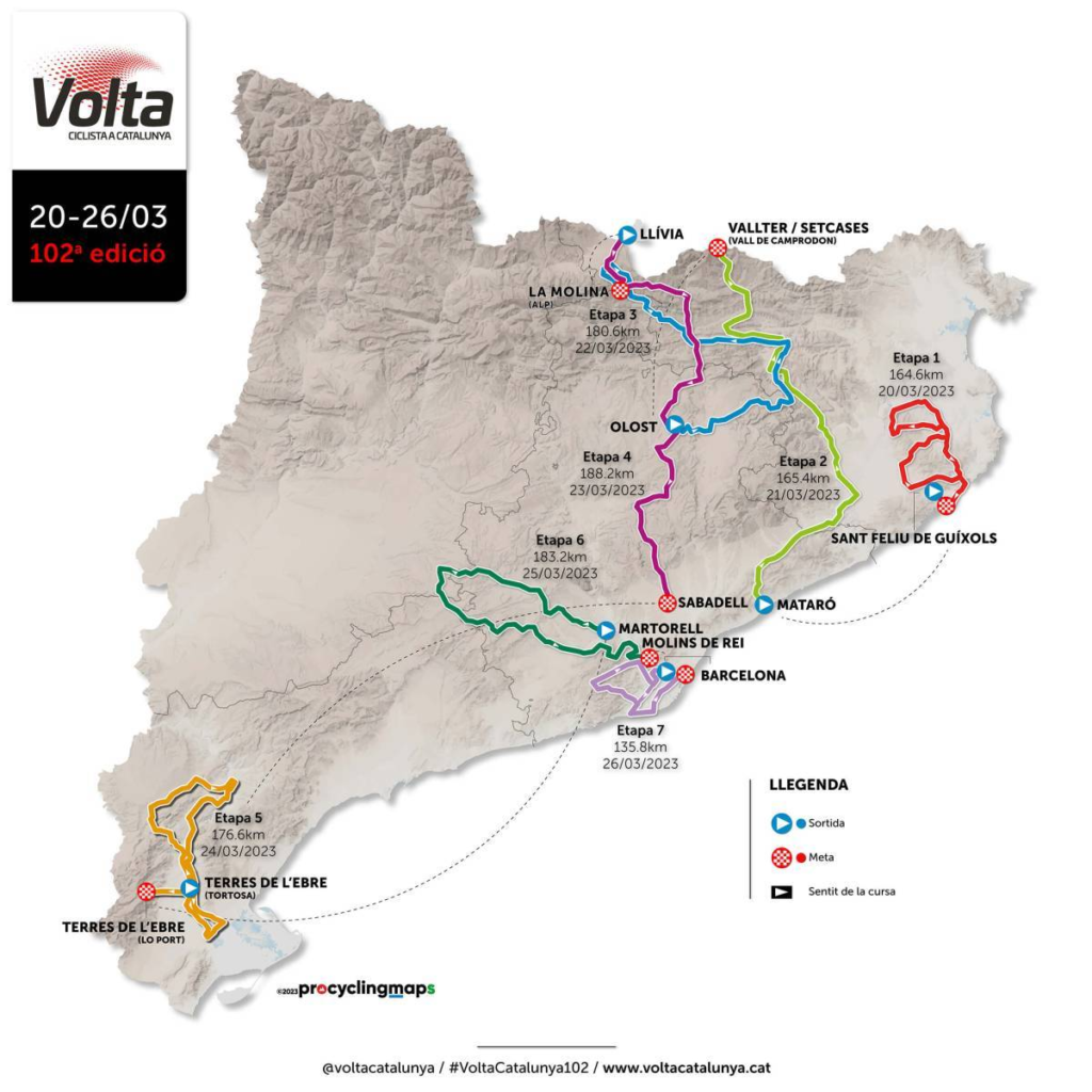 Carte du parcours du Tour de Catalogne 2023