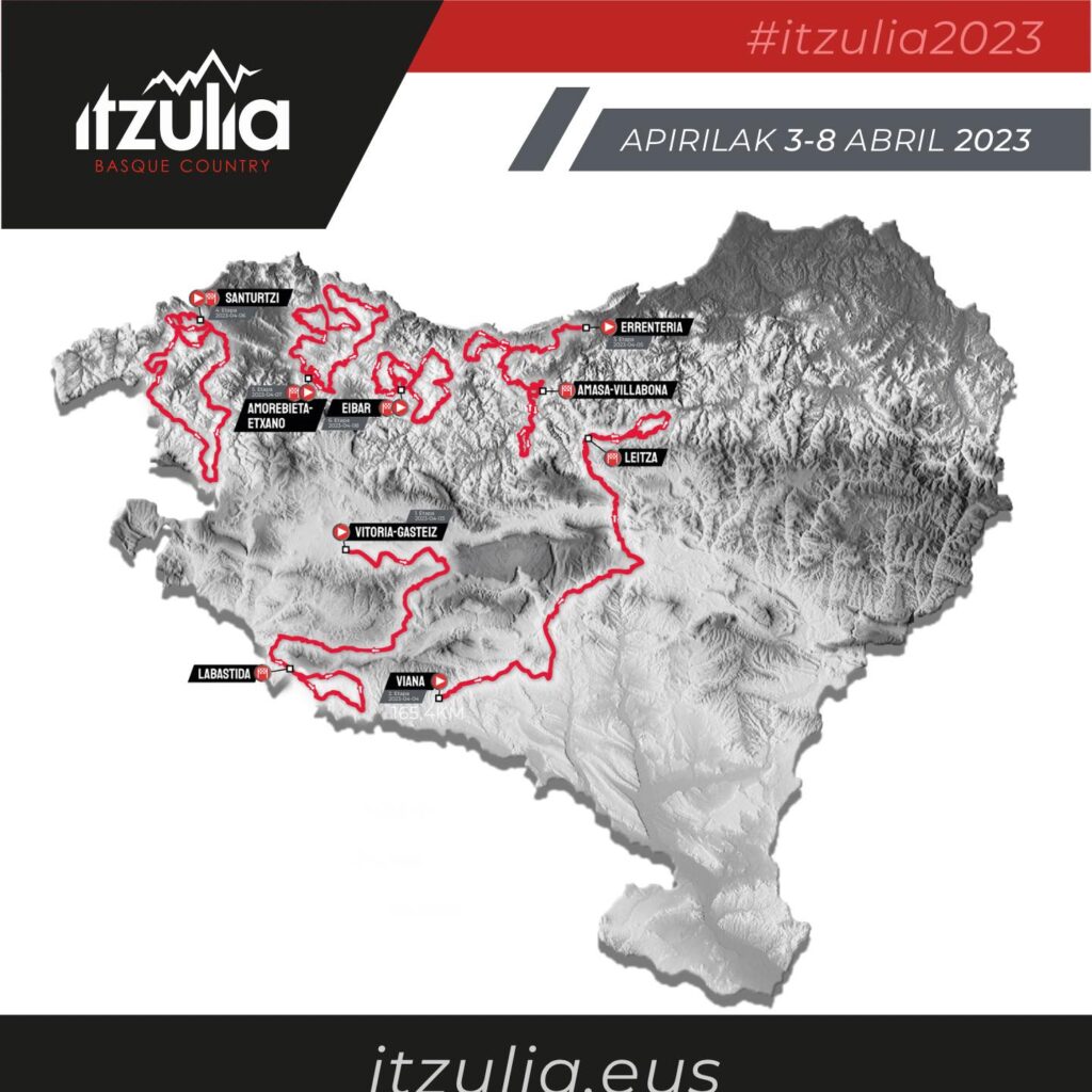 Carte du parcours du Tour du Pays Basque 2023