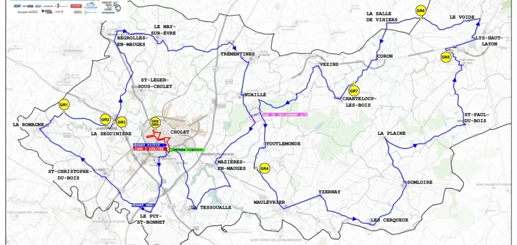 La carte du parcours de Cholet-Pays de la Loire 2023