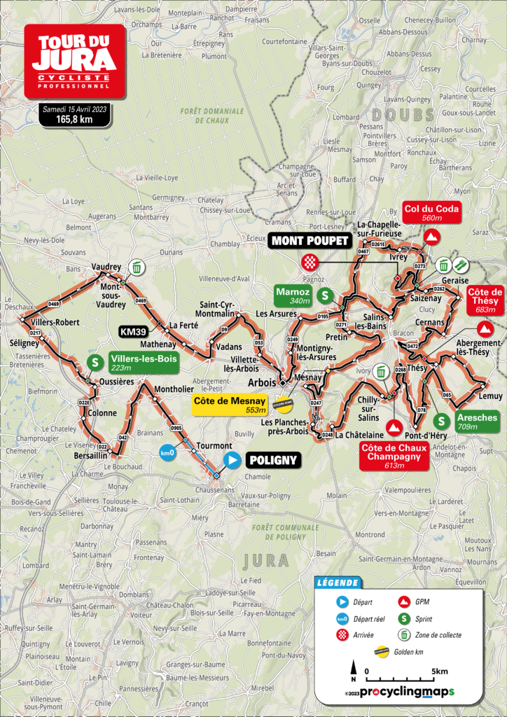 Carte du parcours du Tour du Jura 2023