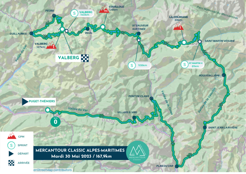 Carte du parcours de la Mercan'Tour Classic 2023
