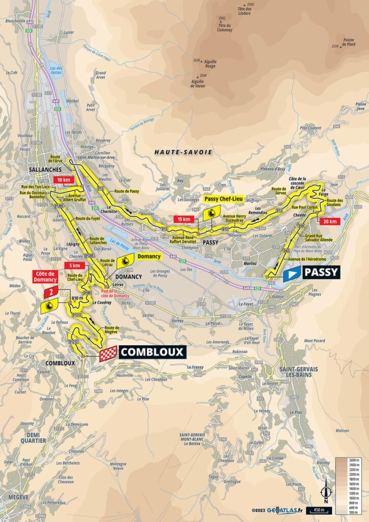 Carte du parcours de la 16ème étape du Tour de France 2023