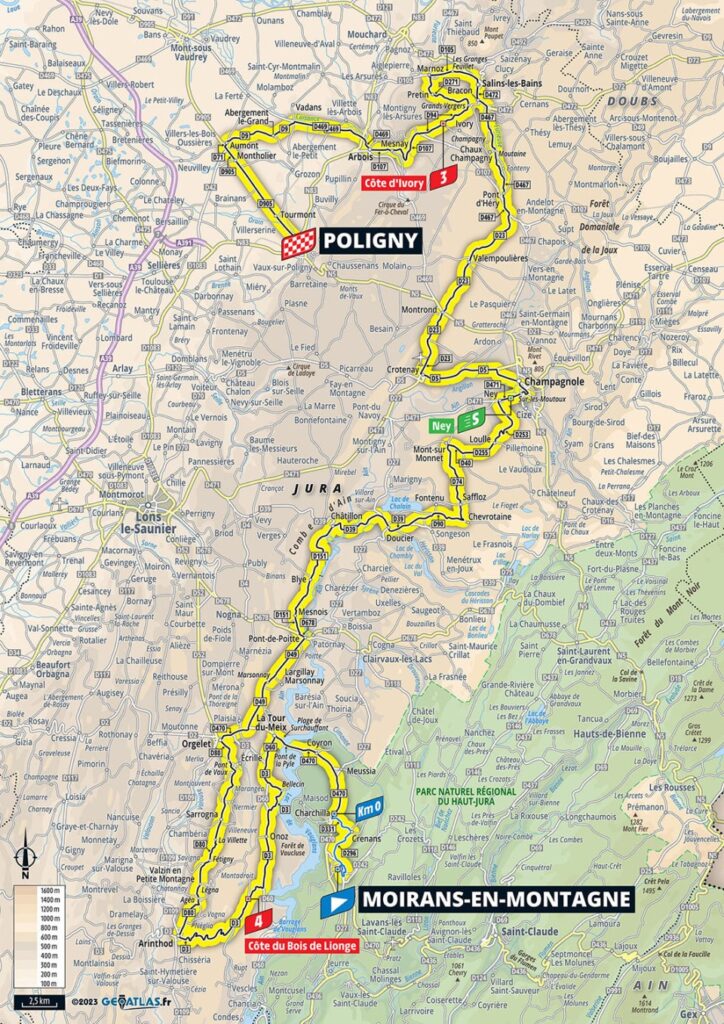 Carte du parcours de la 19ème étape du Tour de France 2023