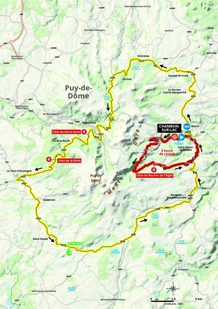 Carte du parcours de la 1ère étape du Critérium du Dauphiné
