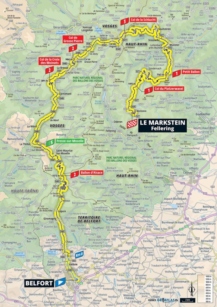 Carte du parcours de la 20ème étape du Tour de France 2023