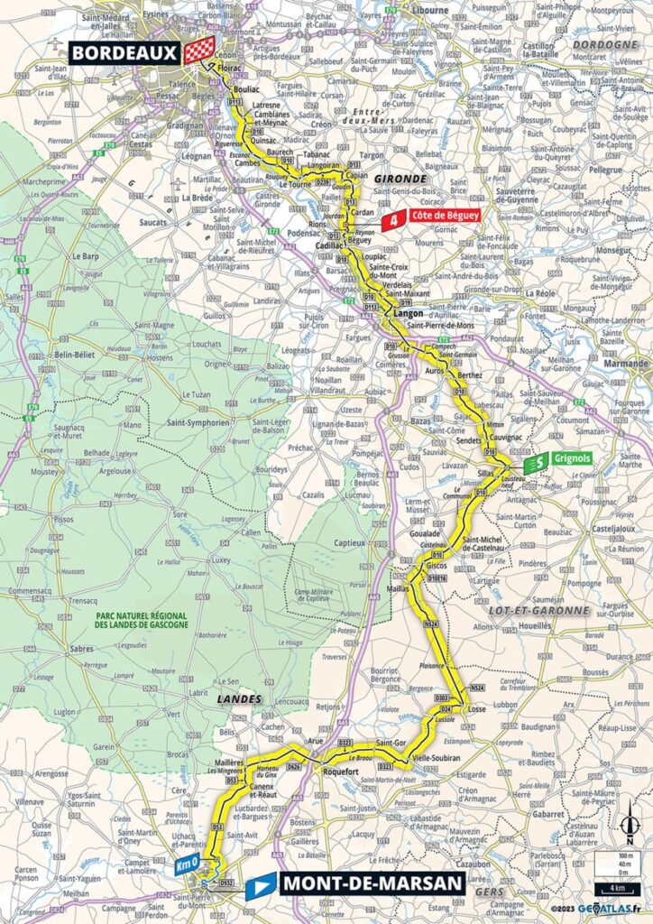 Carte du parcours de la 7ème étape du Tour de France 2023