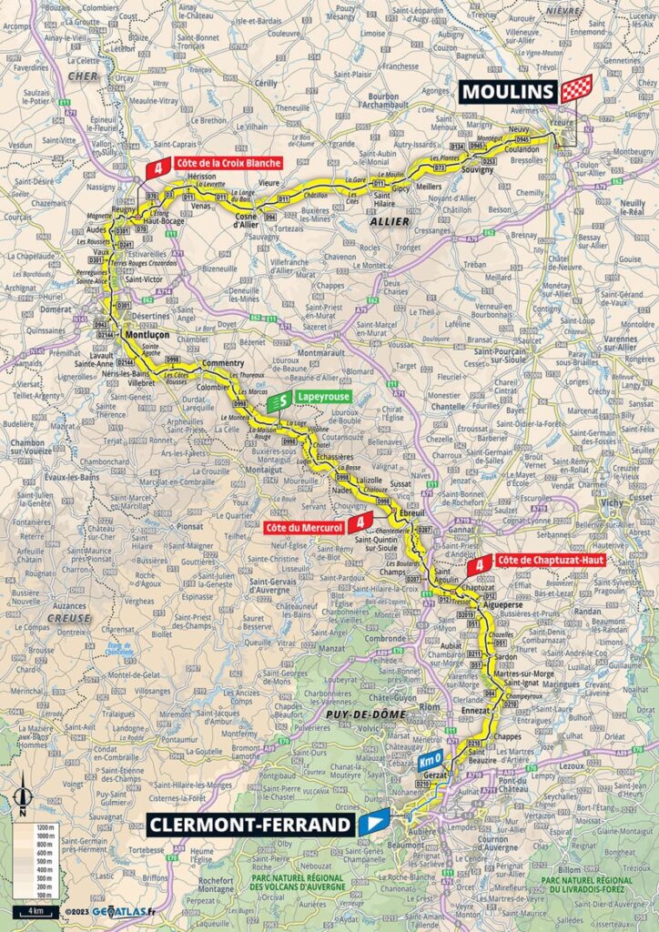 Carte du parcours de la 11ème étape du Tour de France 2023