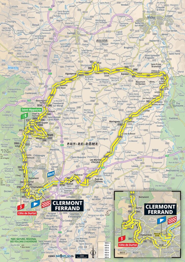 Carte du parcours de la 1ère étape du Tour de France Femmes 2023