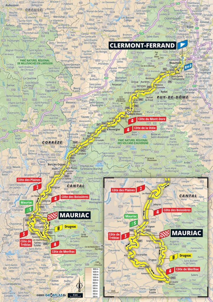 Carte du parcours de la 2ème étape du Tour de France Femmes 2023