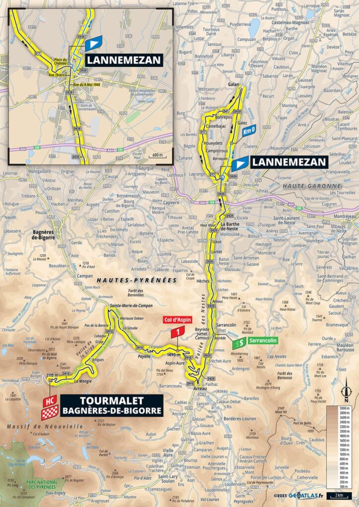 Carte du parcours de la 7ème étape du Tour de France Femmes 2023