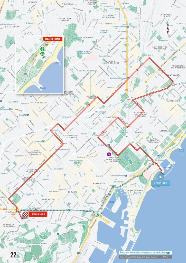 Carte du parcours de la 1ère étape du Tour d'Espagne 2023