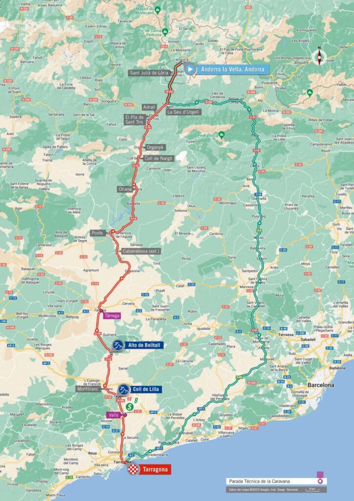 Carte du parcours de la 4ème étape du Tour d'Espagne 2023