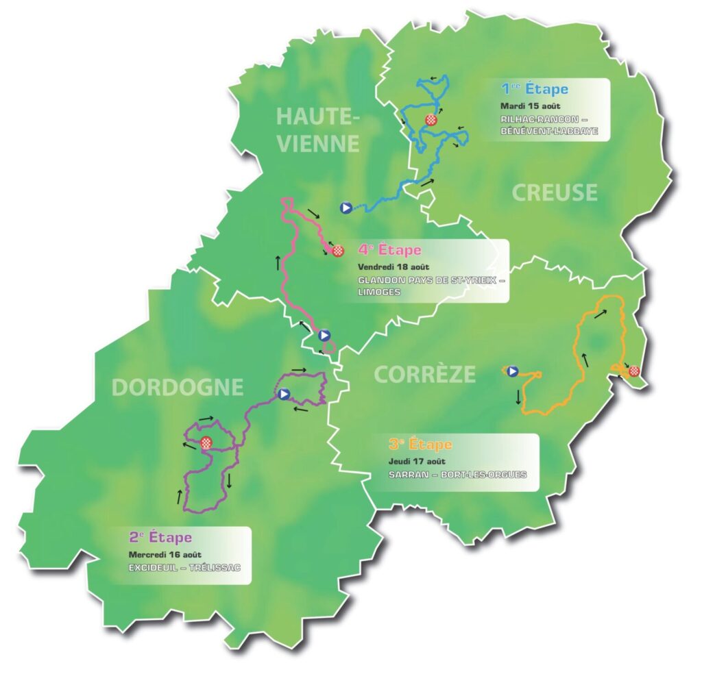 Carte du parcours du Tour du Limousin 2023