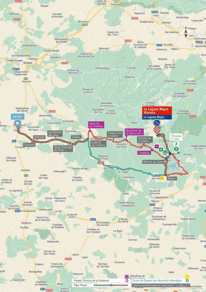 Carte du parcours de la 11ème étape du Tour d'Espagne 2023