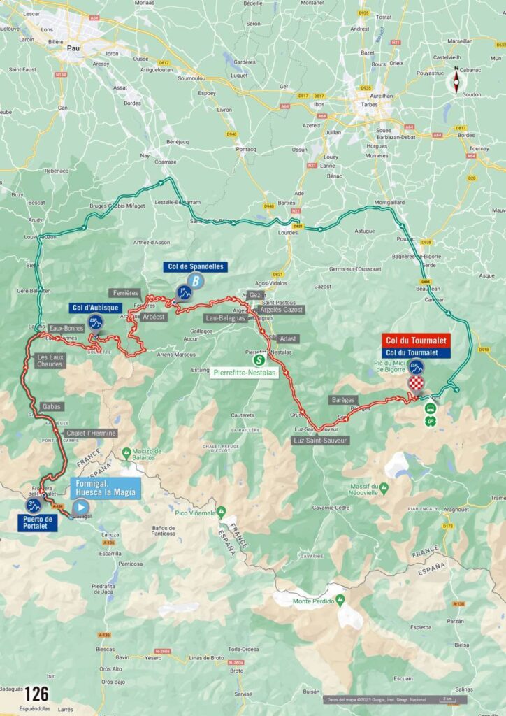 Carte du parcours de la 13ème étape du Tour d'Espagne 2023