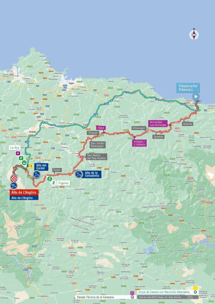 Carte du parcours de la 17ème étape du Tour d'Espagne 2023