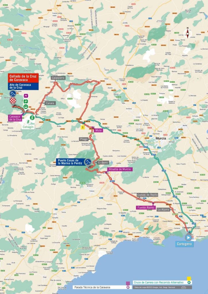 Carte du parcours de la 9ème étape du Tour d'Espagne 2023