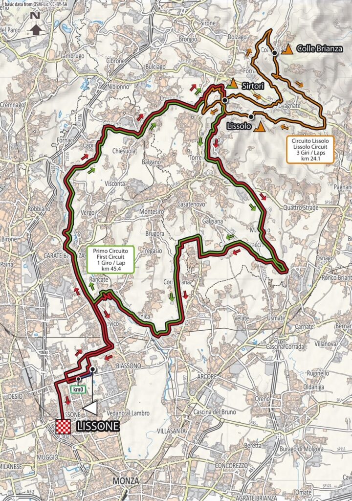 Carte du parcours de la Coppa Agostoni 2023