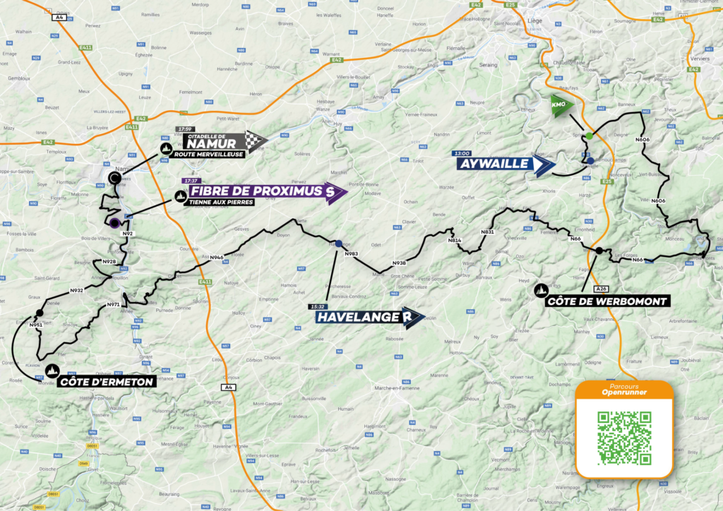 Carte du parcours du Grand Prix de Wallonie 2023