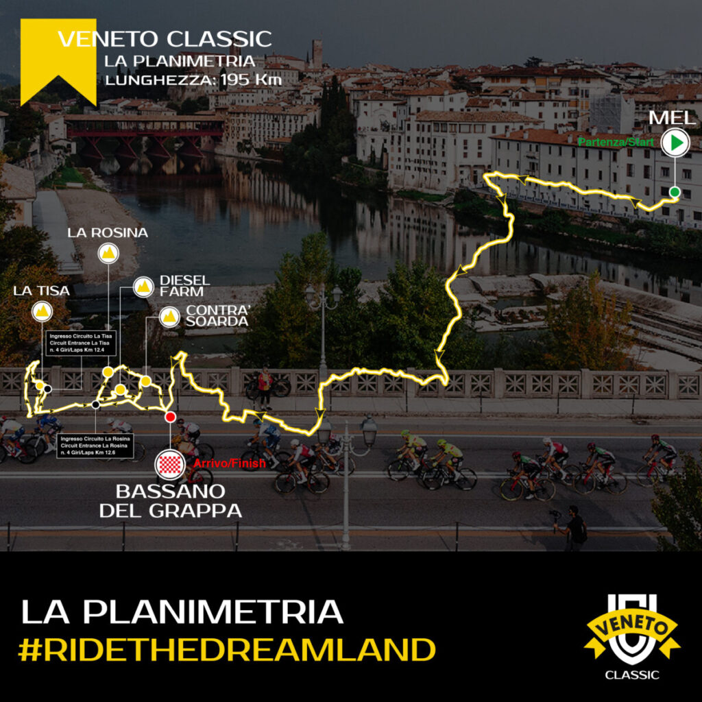Carte du parcours de la Veneto Classic 2023