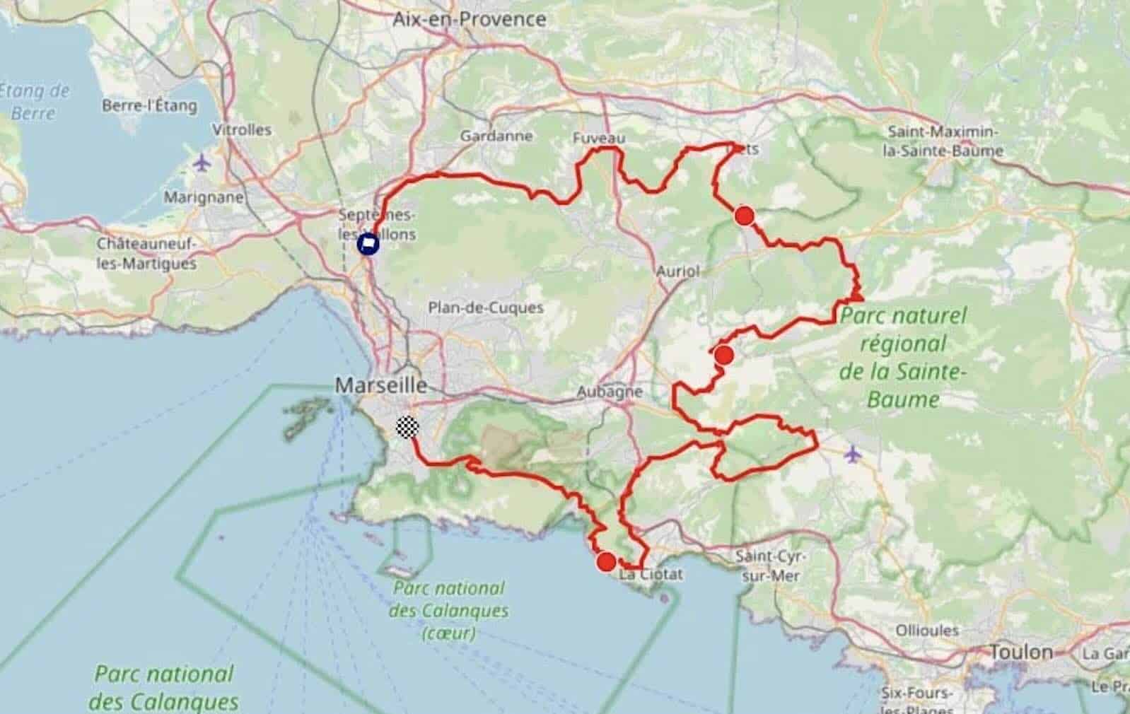Carte du parcours du Grand Prix La Marseillaise 2024