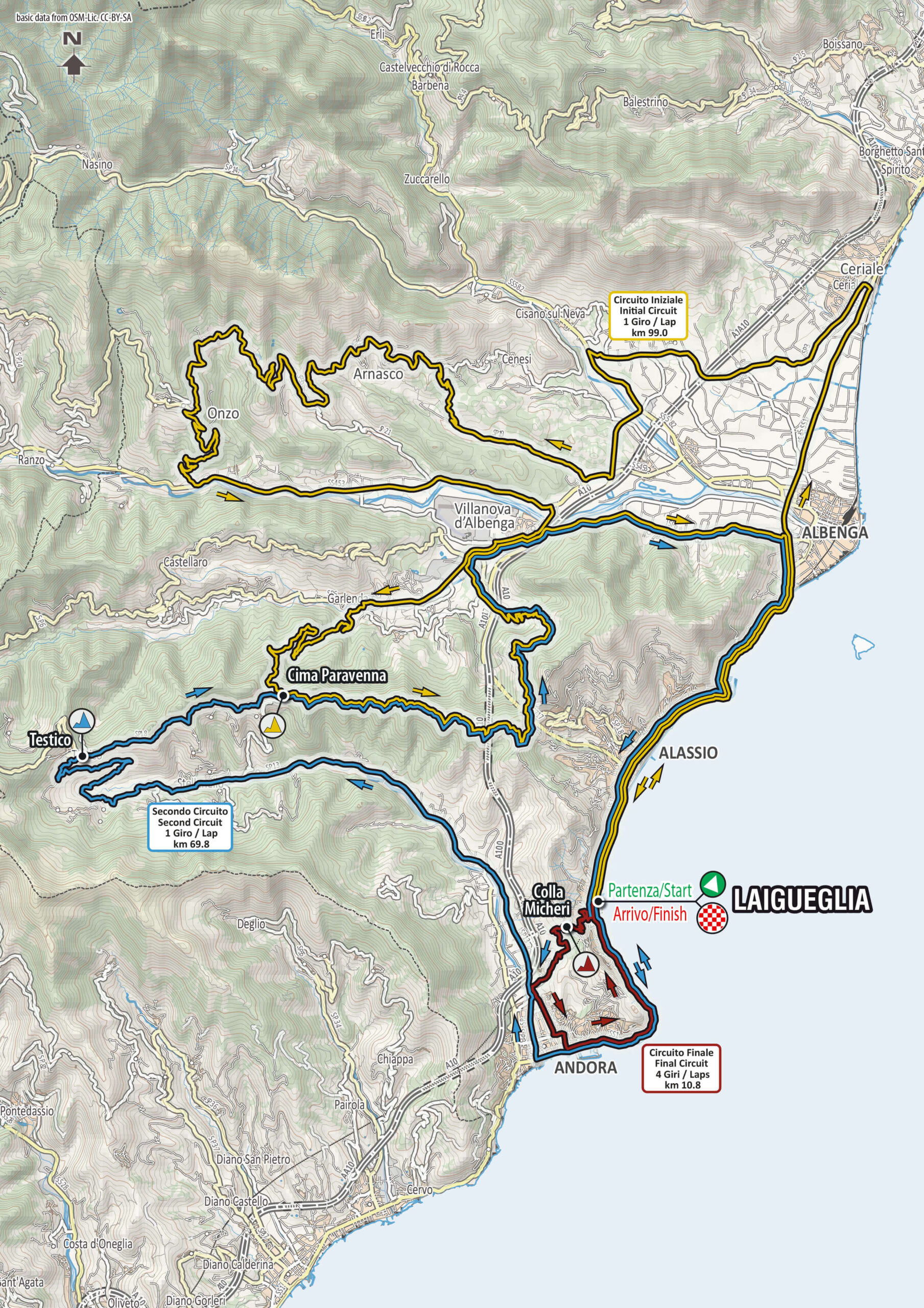 Carte du parcours Trofeo Laigueglia