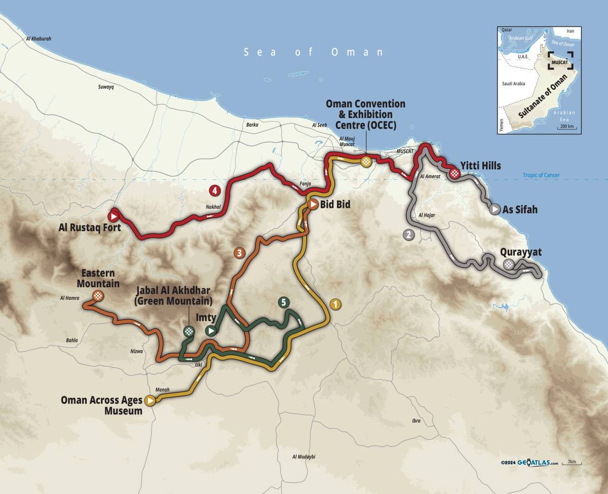 Carte du parcours du Tour d'Oman 2024